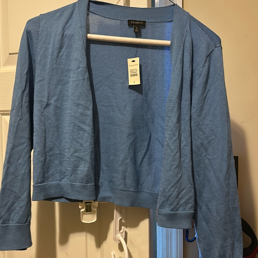 NWT TALBOTS size small periwinkle coverup/cardigan regular $59.50 never worn